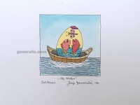 Josip Generalic, JG-O10-15, Easter egg with fish, watercoloured silkscreen, 25x24cm 10x10 cm, 1994 - 100 eur