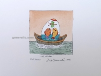 Josip Generalic, JG-O10-26, Easter egg with fish, watercoloured silkscreen, 25x24cm 10x10 cm, 1994 - 100 eur