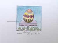 Josip Generalic, JG-O10-34, Easter egg with flowers, watercoloured silkscreen, 25x24 cm 10x10 cm, 1994 - 100 eur