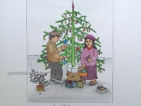 Josip Generalic, JG-L06-01(19), Children with Christmas tree, water-coloured silkscreen (violet), 50x35 cm 28x20 cm, 1984 - 200 eur