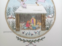 Josip Generalic, JG-L24-02(3), Christmas - The King is born, water-coloured silkscreen, 50x35 cm 33x29 cm, 1992 - 200 eur