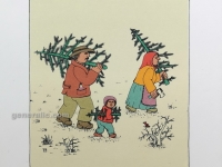 Josip Generalic, JG-T01-01(Last one), Family with X-mas trees, silkscreen, 21x15 cm 11x10 cm, 1979 - 100 eur