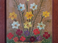 Mara Puskaric, 1970, Flowers, oil on chipboard, 35x26 cm - 1000 eur