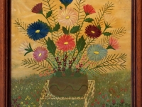 Mara Puskaric, 1971, Flowers, oil on chipboard, 35x32 cm - 1000 eur