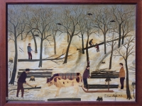 Mara Puskaric, 1971, Winter, oil on chipboard, 46x59 cm - 2000 eur