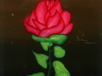 Drazen Tetec, 1992, oil on glass, Red Flower, 20x14 cm - Price 10 eur