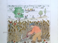 Josip Generalic, JG-B02-02(2), Hay mower (brown), water-coloured etching, 53x38 cm 39x29 cm, 1980 - 700 eur