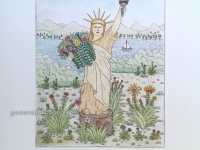 Josip Generalic, JG-C02-03(2), Statue of Liberty in Croatia (brown), water-coloured etching, 53x39 cm 27x21 cm, 1987 - 300 eur