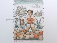 Josip Generalic, JG-D03-01 (Last one), Pumpkins, water-coloured etching, 33x26 cm 18x13 cm, 1985 - 300 eur