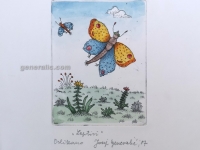 Josip Generalic, JG-F04-01 (Last one), Butterflies, water-coloured etching, 26x19 cm 12x9 cm, 1987 - 300 eur