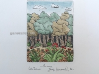 Josip Generalic, JG-F06-01(2), A forest (green), water-coloured etching, 27x20 cm 12x9 cm, 1986 - 200 eur