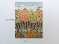 Josip Generalic, JG-F06-02(2), A forest (orange), water-coloured etching, 27x20 cm 12x9 cm, 1986 - 200 eur