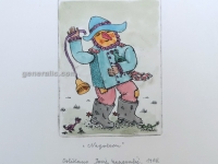 Josip Generalic, JG-F08-01(5), Napoleon (masquerade), water-coloured etching, 27x20 cm 12x9 cm, 1986 - 100 eur