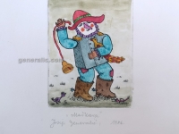 Josip Generalic, JG-F08-05(5), Masquerade, water-coloured etching, 27x20 cm 12x9 cm, 1986 - 100 eur