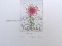 Josip Generalic, JG-G01-06(5), Flower in the field (red), water-coloured etching, 27x20 cm 10x7 cm, 1986 - 200 eur