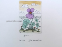 Josip Generalic, JG-G04-02(5), Violet, water-coloured etching, 26x19 cm 10x7 cm, 1986 - 200 eur