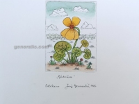 Josip Generalic, JG-G04-03(5), Violet (yellow), water-coloured etching, 26x19 cm 10x7 cm, 1986 - 200 eur