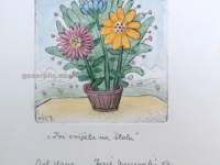 Josip Generalic, JG-G09-01(2), Three flowers on a table (yellow), water-coloured etching, 16x13 cm 9x8 cm, 1987 - 80 eur