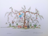 Josip Generalic, JG-L57-02(2), Picking the apples, water-coloured silkscreen, 32x45 cm, 1985