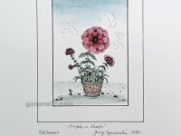 Josip Generalic, JG-O15-03(5), Flowers in a bucket, water-coloured silkscreen, 35x25 cm 15x10 cm, 1978