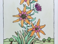 Josip Generalic, JG-O19-01 (Last one), Four flowers, water-coloured silkscreen, 23x12 cm 18x10 cm, 1993