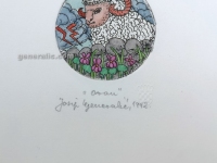 Josip Generalic, JG-H02-01, Zodiac - Aries, water-coloured, etching, 20x13 cm Ø 6 cm, 1992 - 100 eur