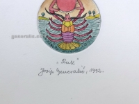 Josip Generalic, JG-H02-10, Zodiac - Cancer, water-coloured etching, 20x13 cm Ø 6 cm, 1992 - 100 eur