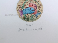 Josip Generalic, JG-H02-13, Zodiac - Pisces, water-coloured etching, 20x13 cm Ø 6 cm, 1992 - 100 eur