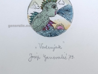 Josip Generalic, JG-H02-19, Zodiac - Aquarius, water-coloured etching, 20x13 cm Ø 6 cm, 1989 - 100 eur