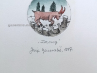 Josip Generalic, JG-H02-20, Zodiac - Capricorn, water-coloured etching, 20x13 cm Ø 6 cm, 1987 - 100 eur