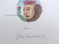 Josip Generalic, JG-H02-21, Zodiac - Leo, water-coloured etching, 20x13 cm Ø 6 cm, 1987 - 100 eur